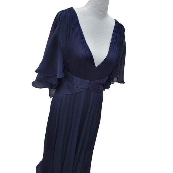 ASOS Bridesmaid Maxi Dress 8  Ruched Bodice Wrap Waist Flutter Sleeve Drape - Picture 16 of 16